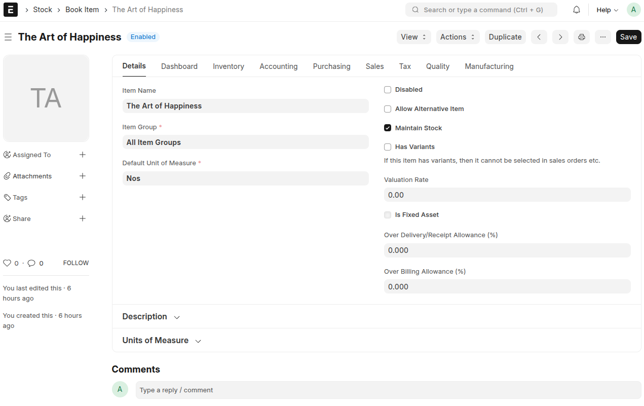 Call Recording and Notes section in customer record