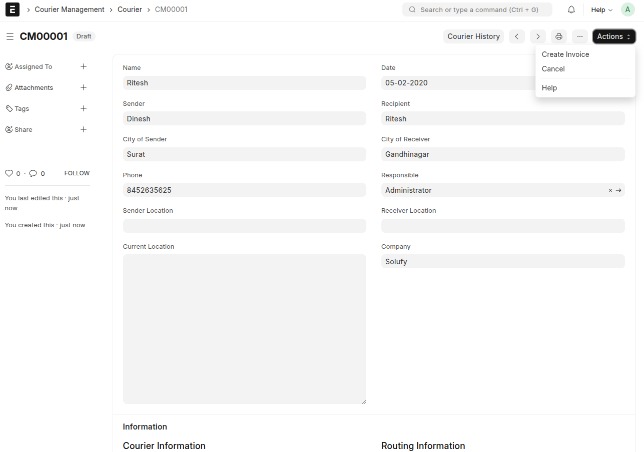 Call Recording and Notes section in customer record