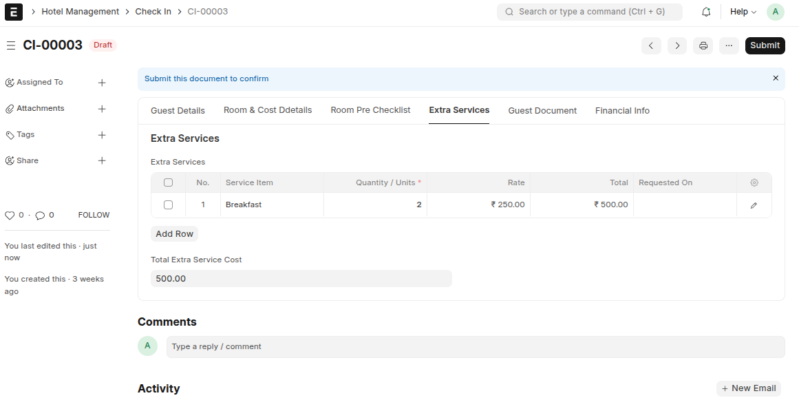 Call Recording and Notes section in customer record
