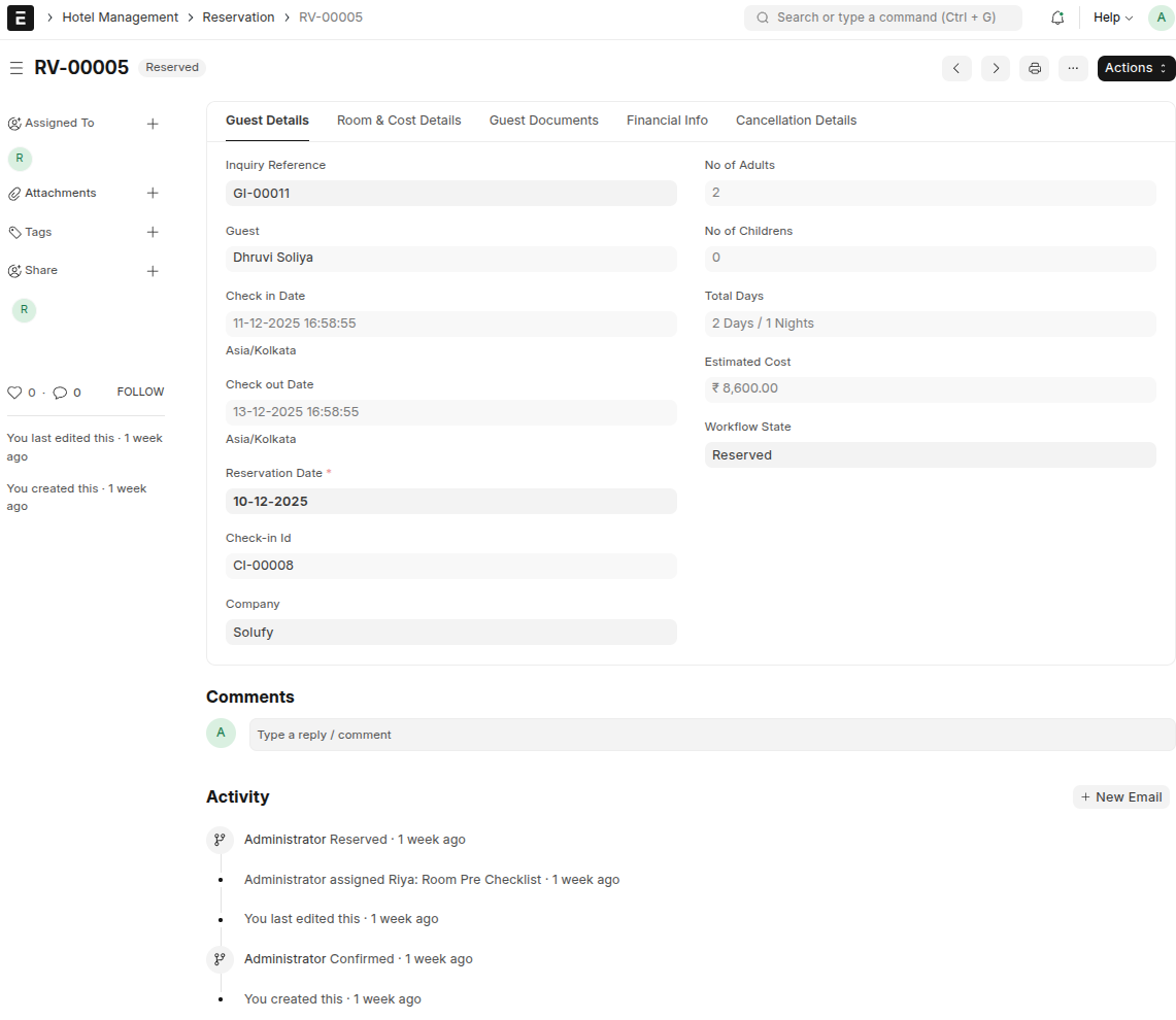 Call Recording and Notes section in customer record