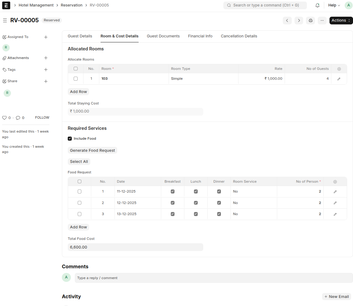 Call Recording and Notes section in customer record